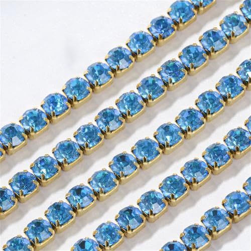 Glas-Kristall-Strass-Cup-Kette, zum Aufnähen, Aufkleben, Glitzer-Strasssteine für Kleidung, DIY, Bekleidungszubehör, 1 m, Saphir Mi SS16#1M von Generic