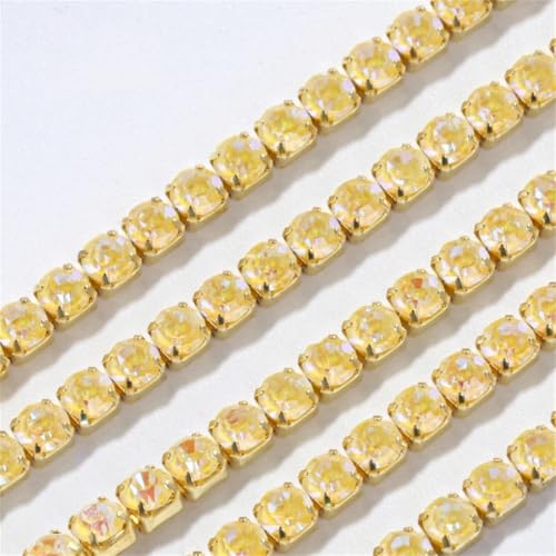 Glas-Kristall-Strass-Cup-Kette, zum Aufnähen, Aufkleben, Glitzer-Strasssteine für Kleidung, DIY, Bekleidungszubehör, 1 m, heller Topas, Mi SS16#1M von Generic
