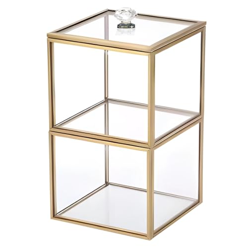 Glas-Make-up-Pinselhalter mit goldenen Akzenten, Mehrzweck-Organizer für Wattebällchen, Q-Tips und Badezimmer-Aufbewahrung von Generic
