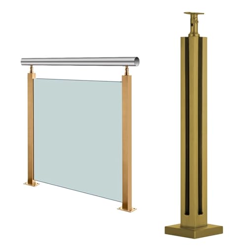 Glasgeländersäule, Goldener Glasgeländerpfosten, Balustradensäule aus Edelstahlglas für Terrassenstufenbalkone, Klemme für Glasgeländerplatten, Handlaufversion hinzufügen (Farbe: Saphir, Grö von Generic