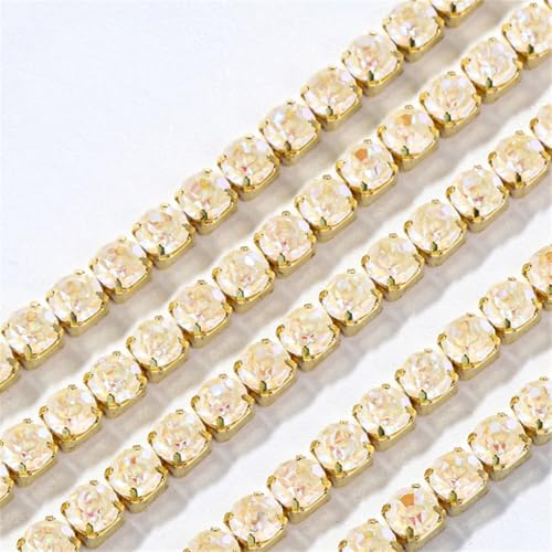Glaskristall-Strass-Cup-Kette, zum Aufnähen, Aufkleben, Glitzer-Strasssteine für Kleidung, DIY, Bekleidungszubehör, 1 m, Kristall Mi SS6.5#1M von Generic
