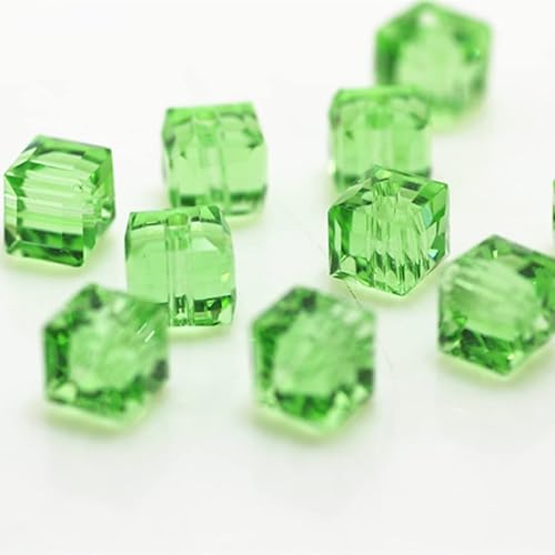Glasperlen für Schmuckherstellung, facettierte, quadratische Form, Kristall-Abstandshalter, Sortiment für Armband, Halskette, DIY, lose Perlen, Hellgrün, 190 Stück, 8 mm Glasperlen für Schmuckherstellung, facettierte, quadratische Form, Kristall-Abstandshalter, Sortiment für Armband, Halskette, DIY, lose Perlen, Hellgrün, 190 Stück, 8 mm von Generic