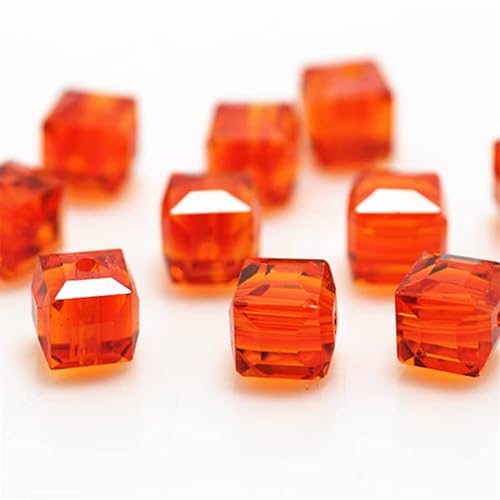 Glasperlen für Schmuckherstellung, facettierte, quadratische Form, Kristall-Abstandshalter, Sortiment für Armband, Halskette, DIY, lose Perlen, Orange, 190 Stück Glasperlen für Schmuckherstellung, facettierte, quadratische Form, Kristall-Abstandshalter, Sortiment für Armband, Halskette, DIY, lose Perlen, Orange, 190 Stück von Generic