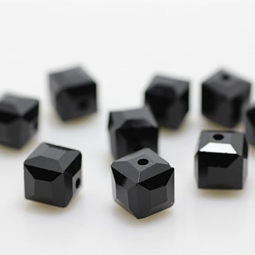 Glasperlen für Schmuckherstellung, facettierte, quadratische Form, Kristall-Abstandshalter, Sortiment für Armband, Halskette, DIY lose Perlen, 190 Stück, 8 mm, Schwarz Glasperlen für Schmuckherstellung, facettierte, quadratische Form, Kristall-Abstandshalter, Sortiment für Armband, Halskette, DIY lose Perlen, 190 Stück, 8 mm, Schwarz von Generic