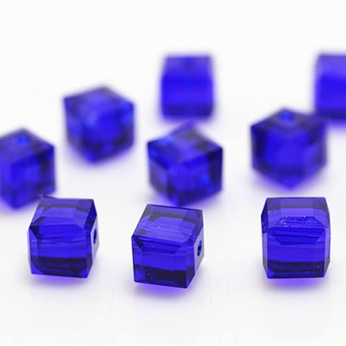 Glasperlen für Schmuckherstellung, facettierte, quadratische Form, Kristall-Abstandshalter, Sortiment für Armband, Halskette, DIY lose Perlen, 190 Stück, tiefblau, 8 mm Glasperlen für Schmuckherstellung, facettierte, quadratische Form, Kristall-Abstandshalter, Sortiment für Armband, Halskette, DIY lose Perlen, 190 Stück, tiefblau, 8 mm von Generic