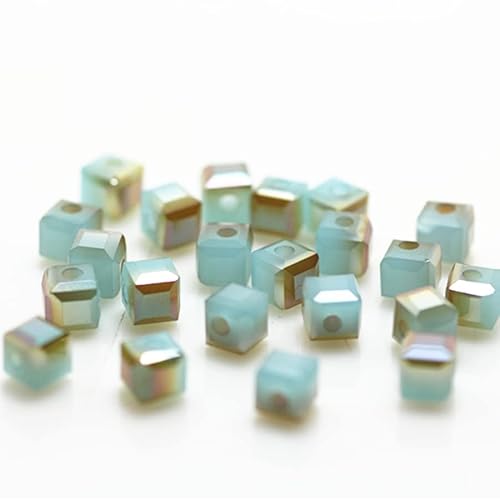 Glasperlen für Schmuckherstellung, facettierte, quadratische Form, Kristall-Abstandshalter, Sortiment für Armband, Halskette, DIY lose Perlen (massives Blau / Gold), 480 Stück von Generic