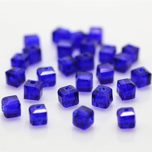 Glasperlen für Schmuckherstellung, facettierte, quadratische Form, Kristall-Abstandshalter, Sortiment für Armband, Halskette, DIY lose Perlen (tiefblau), 480 Stück von Generic