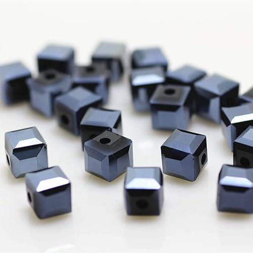 Glasperlen für Schmuckherstellung, facettierte, quadratische Form, Kristall-Abstandshalter, Sortimente für Armband, Halskette, DIY lose Perlen, 290 Stück (Tintenblau) von Generic