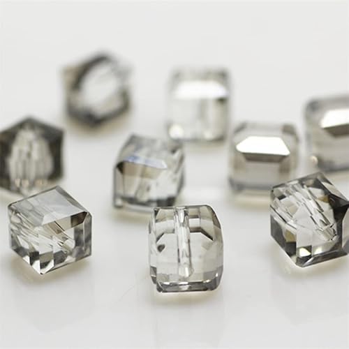 Glasperlen für Schmuckherstellung, facettierte quadratische Form, Kristall-Abstandshalter, Sortiment für Armband, Halskette, DIY lose Perlen, 190 Stück, 8 mm, Grau Glasperlen für Schmuckherstellung, facettierte quadratische Form, Kristall-Abstandshalter, Sortiment für Armband, Halskette, DIY lose Perlen, 190 Stück, 8 mm, Grau von Generic