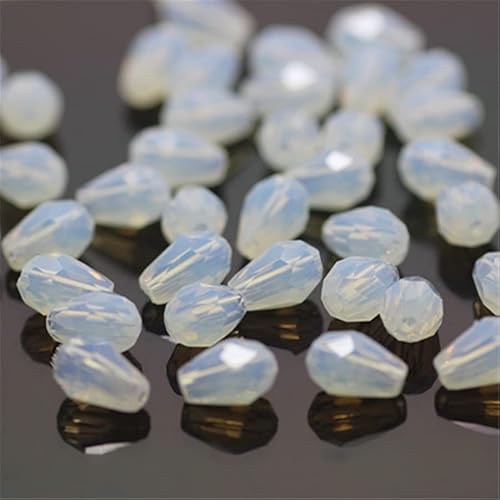 Glasperlen in Tropfenform, 4 x 6 mm, 330 Stück, bunte Glasperlen für Schmuck, Perlenbedarf, Handarbeit, Basteln, Perlen, Armbänder, Halsketten, Ohrringe, Schmuckherstellung (milchig weiß) von Generic