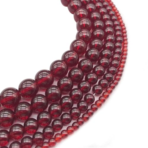 Glatte, lose Glasperlen, Granat, DIY-Perlen, 38,1 cm Strang, für Schmuck, Halsketten, Armbänder, Dunkelrot, 12 mm, 30 Perlen von Generic