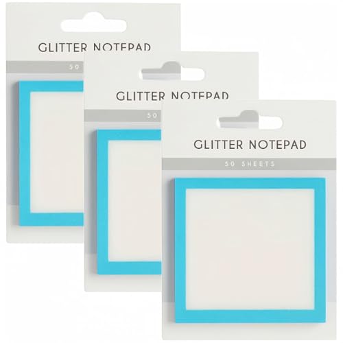 Glitter Notepad Sticky Notes, Transparent Glitter Notepads Stationery, Cute Adhesive Note Memo Pads, Small to Do List,See Through Notes, Office Supplies, 3’’ x 3’’Small Notes (3-Blue) von Generic