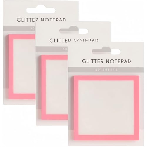 Glitter Notepad Sticky Notes, Transparent Glitter Notepads Stationery, Cute Adhesive Note Memo Pads, Small to Do List,See Through Notes, Office Supplies, 3’’ x 3’’Small Notes (3-Pink) von Generic