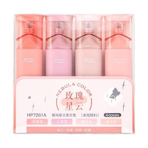 Glitzer-Highlighter – Glitzer-Highlighter, Packung mit 4 ästhetischen Pastellfarben | Glitzer-Highlighter, glatte Stifte, fleckenresistent, farbige Marker, Flash-Stifte von Generic