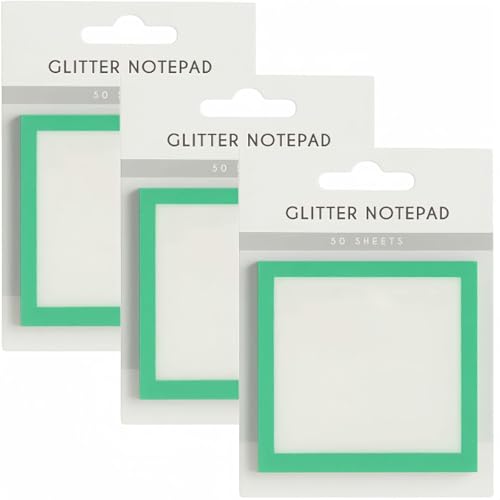 Glitzer-Notizblock Haftnotizen, Transparente Glitzer-Notizblöcke Schreibwaren, Kleine To-Do-Liste, Durchsichtige Notizen, Bürobedarf, 3 x 3 Kleine Notizen (3-grün) von Generic