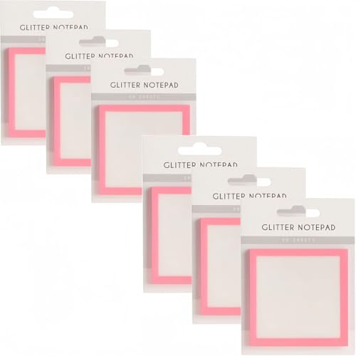 Glitzer-Notizblock Haftnotizen, Transparente Glitzer-Notizblöcke Schreibwaren, Kleine To-Do-Liste, Durchsichtige Notizen, Bürobedarf, 3 x 3 Kleine Notizen (6-rosa) von Generic