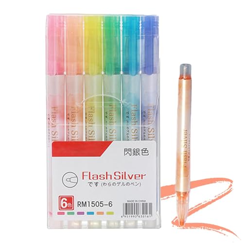 Glitzer-Stift, glitzernde Textmarker, 6 x Textmarker Shimmer Marker | Schulmaterial für den Schulanfang, Glitzer-Gelstifte, dünne Pastell-Textmarker Set für Glitzer-Stift, glitzernde Textmarker, 6 x Textmarker Shimmer Marker | Schulmaterial für den Schulanfang, Glitzer-Gelstifte, dünne Pastell-Textmarker Set für von Generic