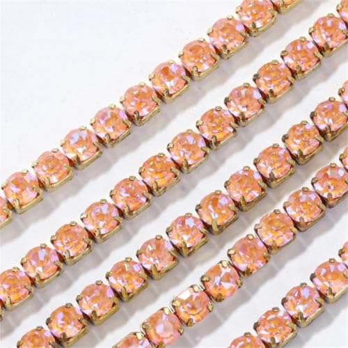 Glitzer-Strass-Steine aus Glas, zum Aufnähen, Aufkleben, Glitzer-Strasssteine für Kleidung, DIY, Bekleidungszubehör, 1 m, saftiger Pfirsich, Mi SS4#1M von Generic