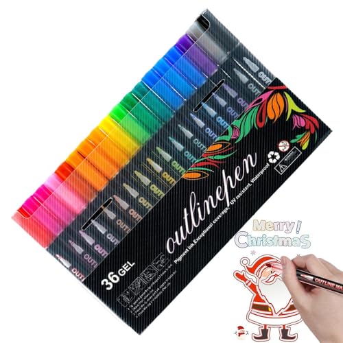 Glitzerkonturenstifte, Glitzer-Stifte – Doppel-Linie Glitzer-Gel-Konturenstift Set | Autokonturenstifte für Glitzer-Kritzeleien, Scrapbooking, Journal von Generic