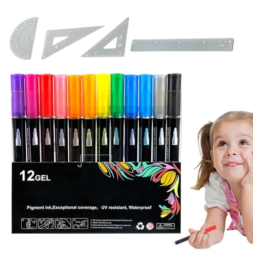 Glitzermarker Status für Kunstprojekte - 12 doppelzeilige Marker mit -Tinte, inklusive Lineal für Zeichnungen, Grußkarten, Scrapbooking, Glitzermarker Status für Kunstprojekte - 12 doppelzeilige Marker mit -Tinte, inklusive Lineal für Zeichnungen, Grußkarten, Scrapbooking, von Generic