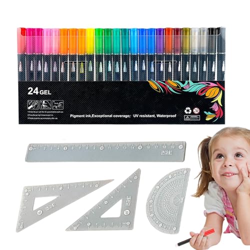 Glitzermarker Status für Kunstprojekte - 12 doppelzeilige Marker mit -Tinte, inklusive Lineal für Zeichnungen, Grußkarten, Scrapbooking, von Generic