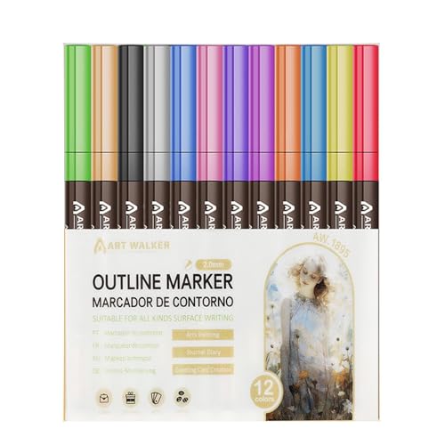 Glitzernde Marker, Glitzermalstifte - 8 Farben / 12 Farben / 24 Farben Marker zum Zeichnen Konturenstifte - Glitzermarker Set für Kinder für Karten Glitzernde Marker, Glitzermalstifte - 8 Farben / 12 Farben / 24 Farben Marker zum Zeichnen Konturenstifte - Glitzermarker Set für Kinder für Karten von Generic