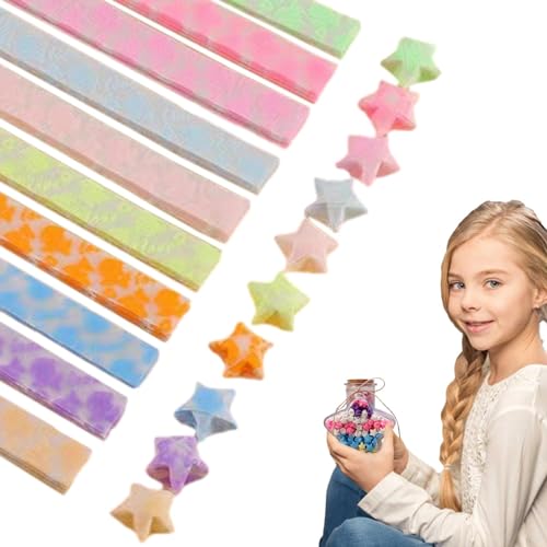 Glitzernde Sterne Papierstreifen – Origmi Lucky Star Faltpapier mit Pailletten, Bastelpapier fluoreszierender Stern | Bastelpapierstreifen für Sterne, Origmi glänzend Dan von Generic