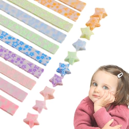 Glitzernde Sterne Papierstreifen – Origmi Lucky Star Faltpapier mit Pailletten, Bastelpapier fluoreszierender Stern | Bastelpapierstreifen für Sterne, Origmi glänzend Dan von Generic