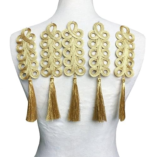 Gold Chinesischer Knoten Quaste Barock Kordel Stickerei Applikation Fransen Aufnäher Aufnäher für Kleidung Retro Kleidung Applikationen von Generic