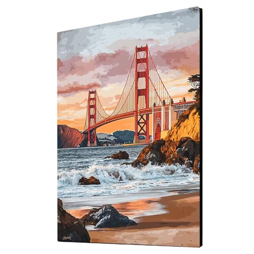 Golden Gate Bridge Malen Nach Zahlen Erwachsene Landschaft Malen Nach Zahlen 110 x 80CM DIY Basteln Erwachsene Klarheit Farbe Leinwan Bilder mit Acrylfarben Set 3 Typen Pinsel für Zimmer Deko 2YH-5318 Golden Gate Bridge Malen Nach Zahlen Erwachsene Landschaft Malen Nach Zahlen 110 x 80CM DIY Basteln Erwachsene Klarheit Farbe Leinwan Bilder mit Acrylfarben Set 3 Typen Pinsel für Zimmer Deko 2YH-5318 von Generic