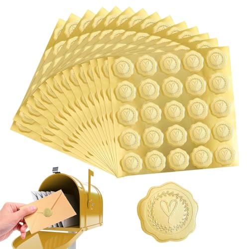 Goldgeprägte Wachssiegelaufkleber - Herzumschlag-Siegelaufkleber | Selbstklebende Wachsaufkleber aus Goldfolie für Einladungen, Partygeschenke, Briefe, Hochzeiten, Basteldekorationen Goldgeprägte Wachssiegelaufkleber - Herzumschlag-Siegelaufkleber | Selbstklebende Wachsaufkleber aus Goldfolie für Einladungen, Partygeschenke, Briefe, Hochzeiten, Basteldekorationen von Generic
