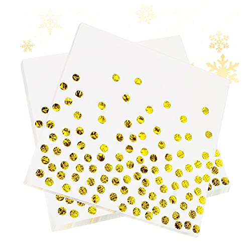 Goldpunkt-Konfetti-Papierservietten - 25 Stück Papier Goldfolie Bio Abbauba Papierservietten | Dinner Paper Servietten für Hochzeit, Baby, Brautparty, Badezimmer, Partyzubehör von Generic