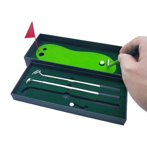 Golfstifte, Golfschläger-Set | Golf-Kugelschreiber-Spiele | Kleine Golfstifte, Bürospiele mit Putting Green, 3 Golfschläger, Kugelschreiber, 2 Bälle für Golfer und Kollegen von Generic