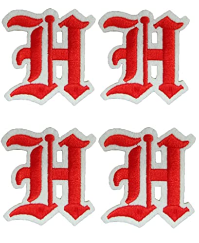Gothic Aufnäher zum Aufnähen oder Aufbügeln mit Buchstaben H Buchstaben H, bestickt, 4 Stück (Old English Letters H) von Generic