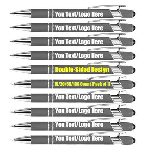 Gravur Kugelschreiber-Kugelschreiber mit Gravur| Personalisierter Stift-Werbekugelschreiber mit Wunschtext&Logo,Personalisiert Bürobedarf&Schreibwaren,Individuell kugelschreiber-20StücK (Dunkelgrau) von Generic
