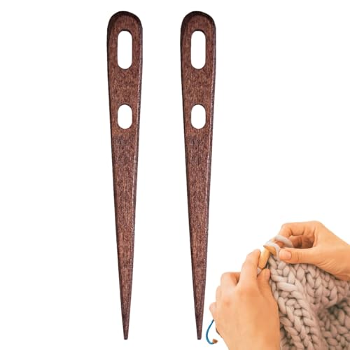 Große Chas-Sticknadeln, Holz-Stricknadeln - 2-teilige Fadennadel Für Einen Haken, Zwei Augen Dunkle Nadel | Strick- Und Hakenbedarf, Wandteppichnadel Co von Generic