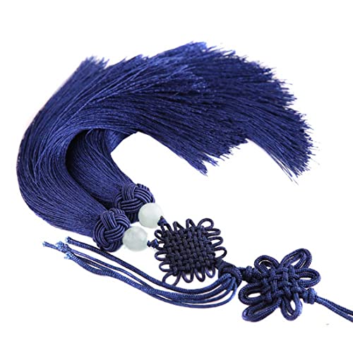 Große chinesische Knoten Quasten mit Perlen Fransen Schwert Quaste Hanfu Schärpe Zubehör (Marineblau) von Generic