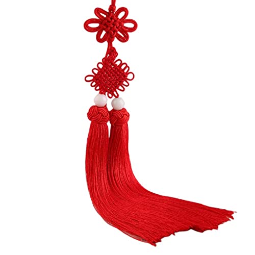 Große chinesische Knoten Quasten mit Perlen Fransen Schwert Quaste Hanfu Schärpe Zubehör (rot) von Generic