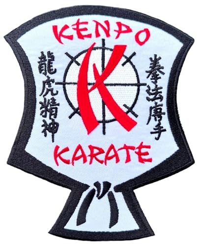 Generic Großer Kenpo Karate Patch (16,5 cm), bestickt, zum Aufbügeln oder Aufnähen, Abzeichen für Kempo Kimono, Gi, japanische Kampfsportarten, Selbstverteidigung, Japan, Kanji-Emblem, Geschenk, von Generic