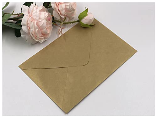 Grußkarte 4 STÜCK SQAURE/Rechteck Perlenumschläge 4 Hochzeit/Begrüßung Einladungskarte Elfenbein/weiß/hellrosa/gold burgund grau blau Grußkarte hochzeit (Color : Dark gold, Size : 13X9.5CM von Generic