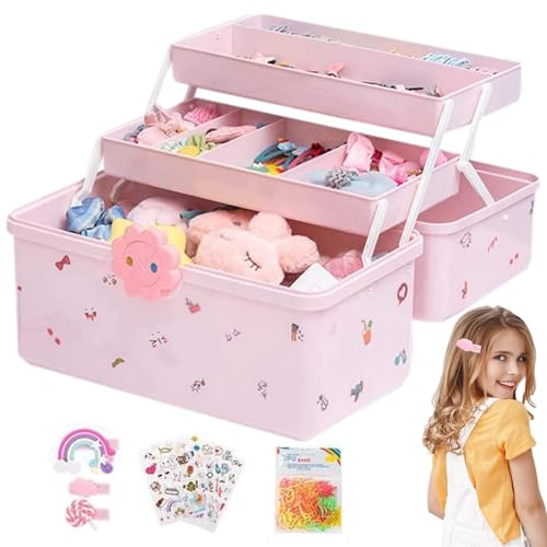 Haarteil Organizer für Mädchen, süße Schmuckschatulle für Mädchen - Schmuckaufbewahrungsbox für 3 Schichten | Die wasserdichte Box für beinhaltet 6 Aufkleber und 1 Packung Haarteil Organizer für Mädchen, süße Schmuckschatulle für Mädchen - Schmuckaufbewahrungsbox für 3 Schichten | Die wasserdichte Box für beinhaltet 6 Aufkleber und 1 Packung von Generic