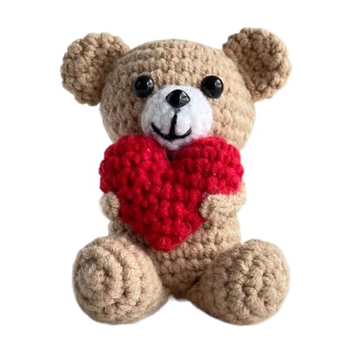 Häkel-Bär-Puppe, Bär-Strickpuppe, niedliche Häkelpuppe, Plüschtier, handgefertigt, mit Herz für und Mädchen von Generic