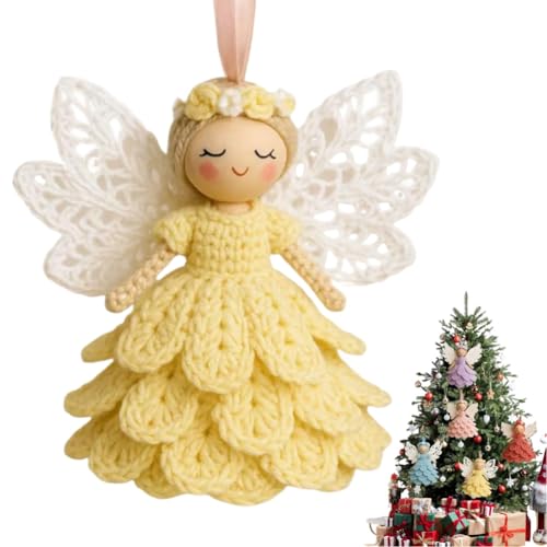 Häkel-Engel-Ornament-Set, handgefertigtes Garn-Bastelset für Anfänger, Weihnachtsbaumdekoration, Häkelpuppe, hängende Ornamente, warme Party-Dekoration, Verzierungen, Urlaubsgeschenk für Erwachsene von Generic