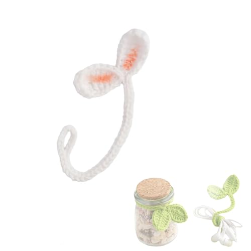 Häkelblatt-Kopfhörer-Anhänger und Lesezeichen, handgefertigter gestrickter Sprossen-Kabelbinder für Bücher, Tagebücher, Ohrhörer, niedliches Geschenk mit Pflanzenmotiv für Leser und Musikliebhaber von Generic