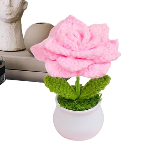 Häkelblume, handgefertigte Strickblumen, gehäkelte Rosen, Farbverlauf, bunte Blume, gehäkelte Schreibtischdekorationen für Mutter, Ehefrau, Geburtstage, Muttertag, Valentinstag von Generic
