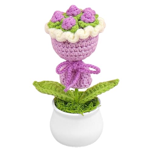 Häkelblume | Häkelstrauch Blumenstrauß Potted Schreibtisch Blumen,Bunte Gestrickte Häkelpflanze, Nette Home Office Schreibtisch Dekor Geschenk für Mama, Frau von Generic