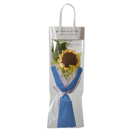 Häkelblume für den Abschluss, Bouquet mit Häkeln – Blumenstrauß mit Haken, kreativ, fertig mit Sonnenblumen, künstliche Blumen für Absolventen der Sekundarstufe und Universität von Generic