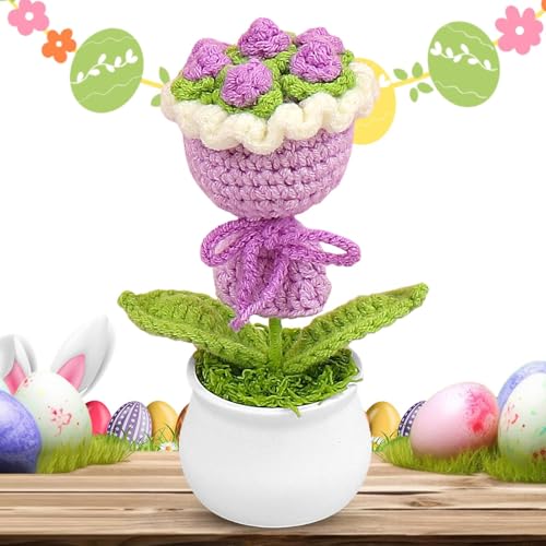 Häkelblumen, handgehäkelt, Blume, Topf, Blumenstrauß, matt, für Büro im Topf, niedliches Büro-Dekor für Muttertag, Valentinstag, Frauen Häkelblumen, handgehäkelt, Blume, Topf, Blumenstrauß, matt, für Büro im Topf, niedliches Büro-Dekor für Muttertag, Valentinstag, Frauen von Generic