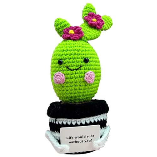 Häkelkaktus-Set, gestrickter Kaktus - Positive Mini inspirierende Häkel-Strickpuppe - Lustiger -Kaktus aus Baumwollgarn für Ostern, Valentinstag, Einweihungsfeier, Weihnachten, Geburtstag von Generic