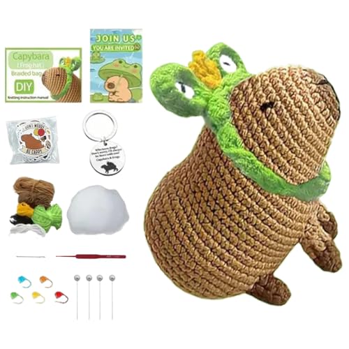 Häkeln Capbara Kit – Capbara-Spielzeug aus Wolle gestricktes Capbara-Set für Anfänger handgefertigt Häkeln | Bastelset für Kinder Häkelnadeln, Kapbara Lavo von Generic